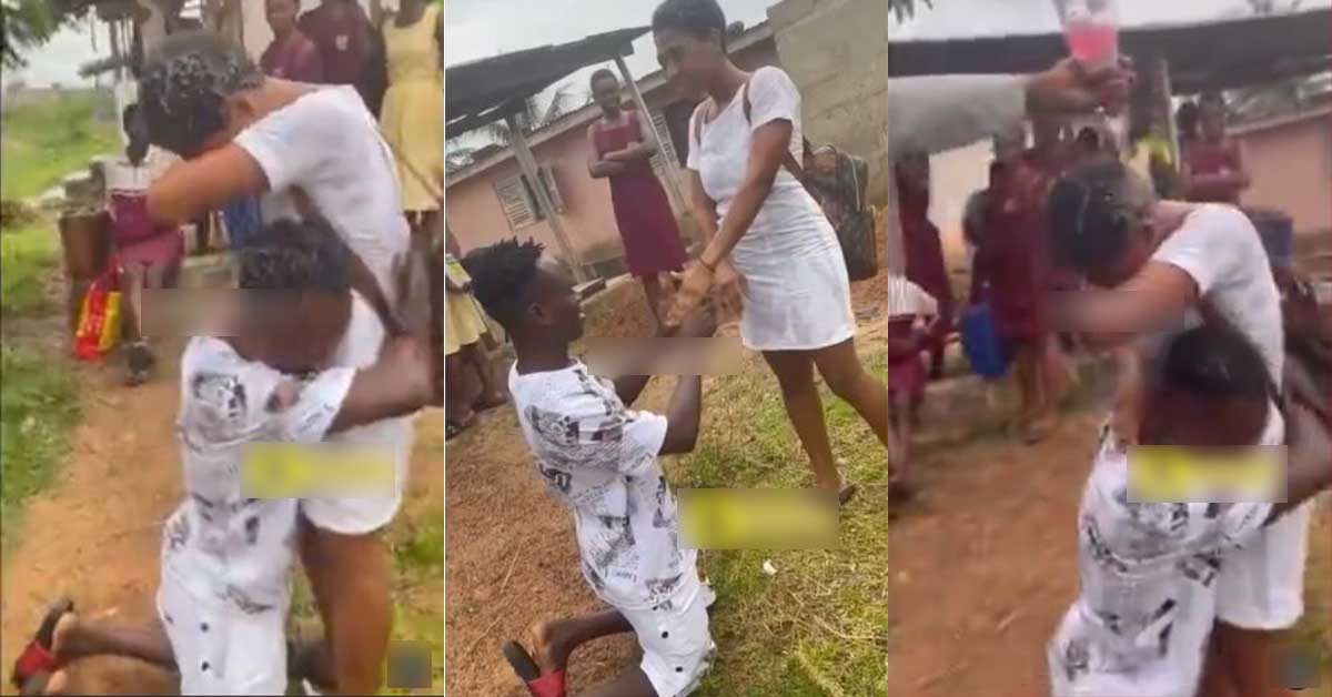 (+VIDEO) SHS lady move to tears after her guy who paid her fees proposed to her right after WASSCE