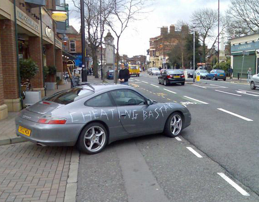 A Porsche was destroyed by a scorned lover 