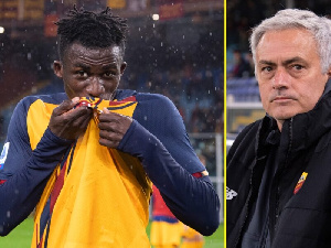 Afena-Gyan and his manager Jose Mourinho