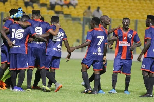 Legon Cities players celebrates after a win