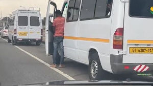 The driver easing himself in traffic