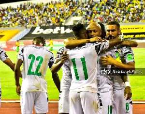 Andre Ayew celebrates after scoring