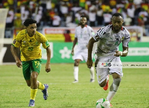 Jordan Ayew in action against South Africa