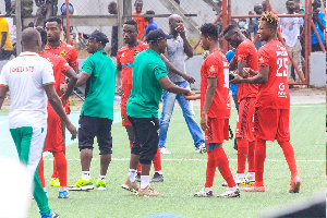 Asante Kotoko players after the draw against Karela United