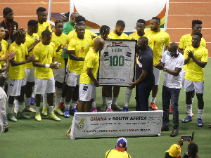 Andre Ayew was presented with a plaque before the game