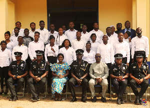 Dr. Justice Ofori with MTTD officials and the National Service Personnel