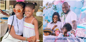 Davido with Sophie, and daughter, Imade