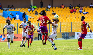 A photo of a Ghana Premier League game between Hearts of Oak and Asante Kotoko