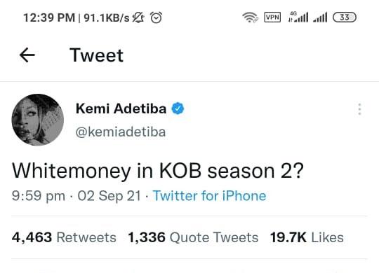 BBNaija Whitemoney on ‘King of Boys’ 2?