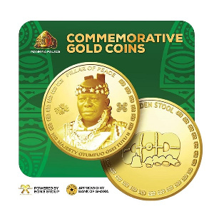 The commemorative gold coins will be auctioned and sold