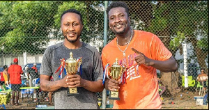 A photo of Asamoah Gyan and his senior brother Baffuor Gyan