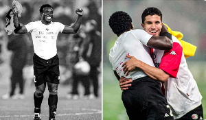 The late Christian Gyan with Robin van Persie