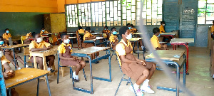 Some Primary 4 pupils seated for the National Standardised Test