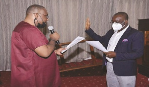 Magnus Lincoln Quarshie, newly elected President of the GCEA being sworn in