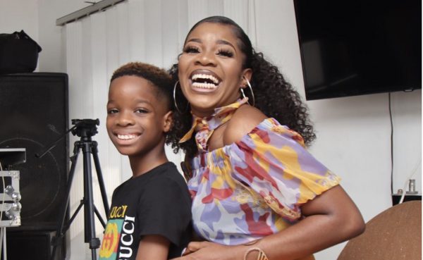 Shola Ogudu and her son