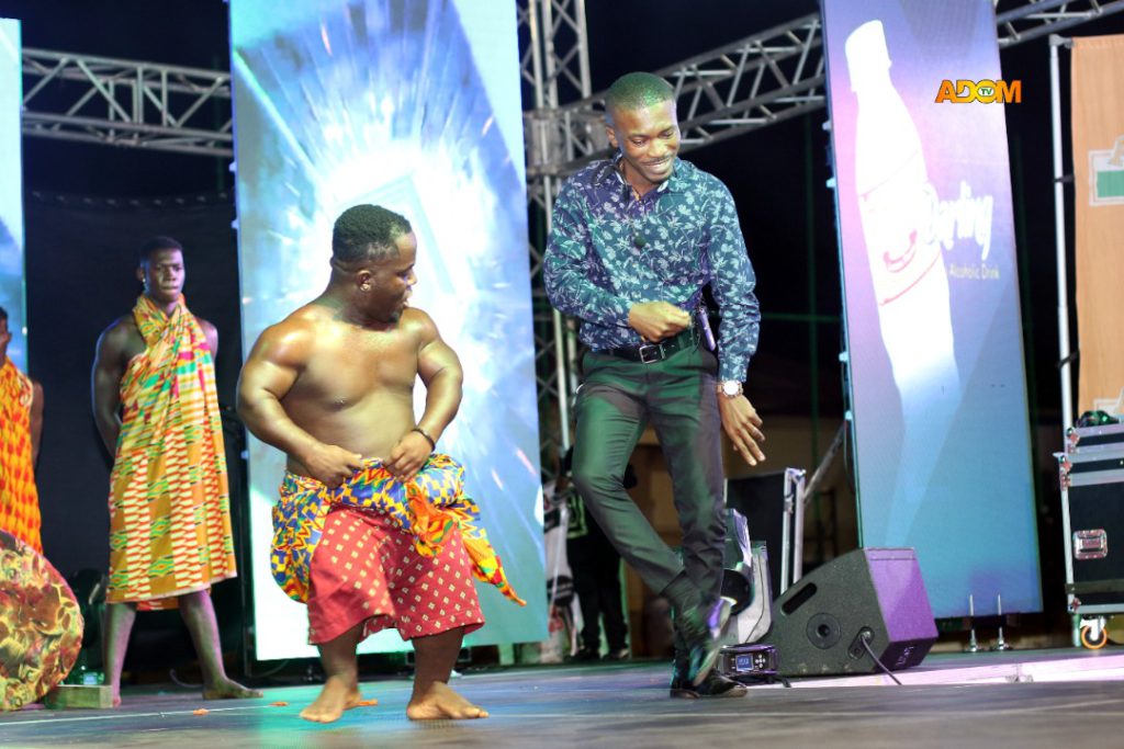 Clemento Suarez joins contestant Nana Yaw on stage during the finals of The Big Talent Show 2021