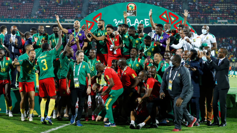 Cameroon celebrates victory during the 2021 Africa Cup of Nations