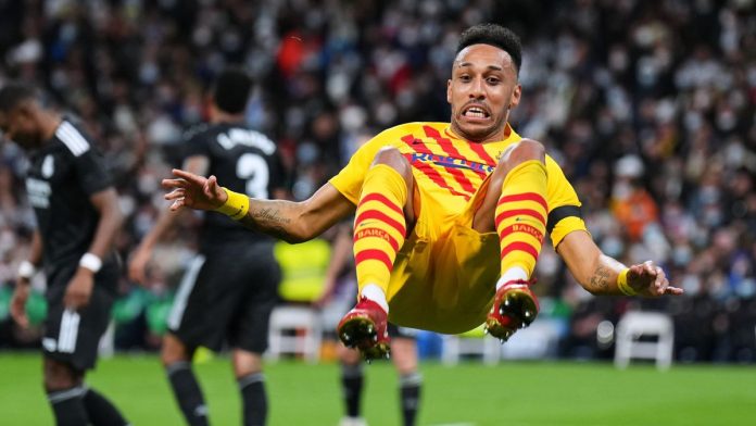 Pierre-Emerick Aubameyang of Barcelona celebrates Image credit: Getty Images