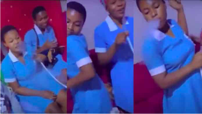 Free SHS girls of Sunyani SHS go viral for smoking full Shisha