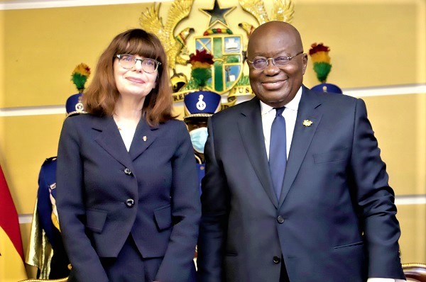 President Akufo-Addo with  Bernice Owen-Jones (left), Australian High Commissioner to Ghana