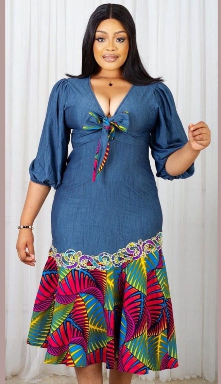 Jean dresses with african clearance print