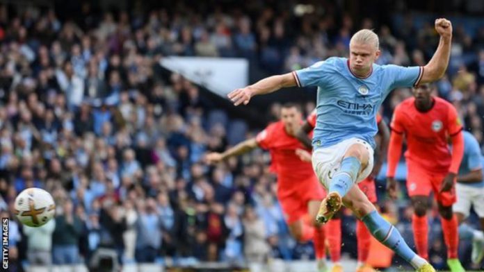 Haaland is the first Manchester City player to score in seven consecutive home games since Sergio Aguero in 2018