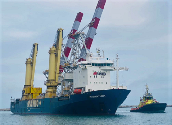  Units of the two ship-loaders and the eco hooper arriving at the  Takoradi Port