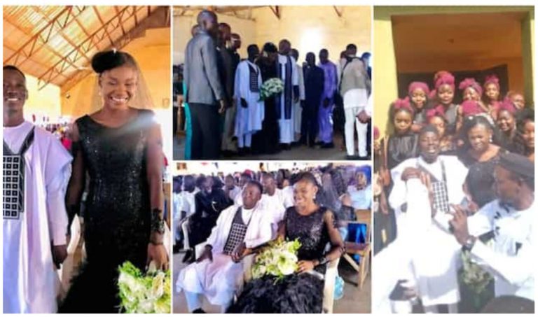 Nigerian lady who wore black dress for her white wedding finally reveals reason for action
