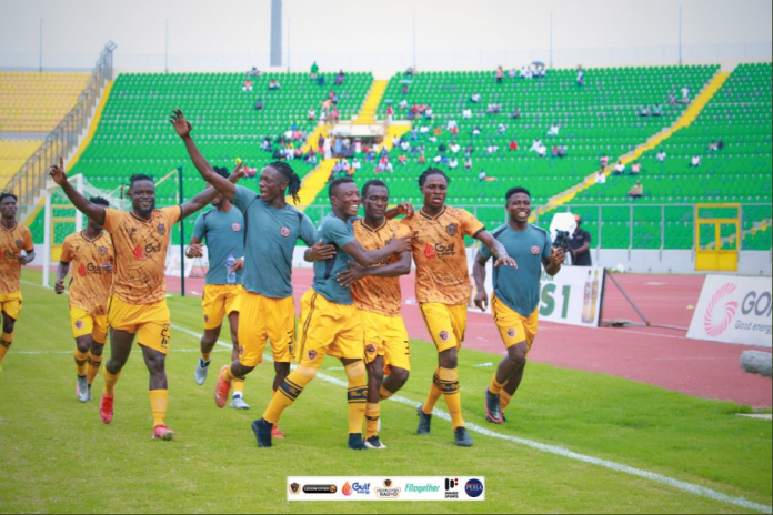 Legon Cities celebrate against Asante Kotoko