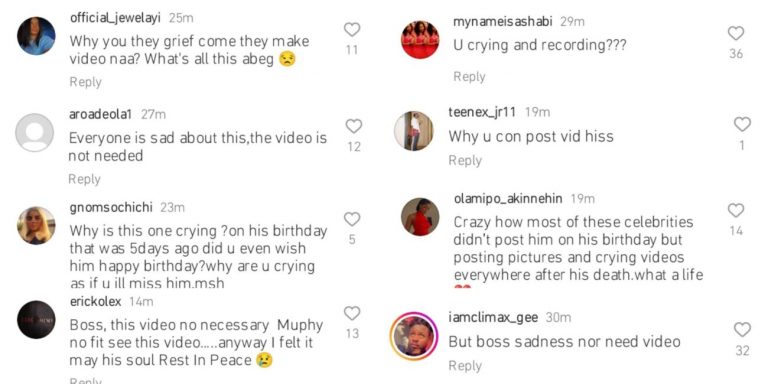 Kolawole Ajeyemi earns backlash for filming himself crying as he reacts to the death of Murphy Afolabi (Video)