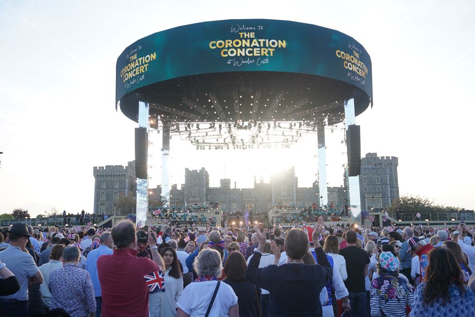 Crowds gathered for the Coronation Concert held in the grounds of Windsor Castle, Berkshire, to celebrate the coronation of King Charles III and Queen Camilla