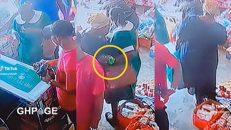 Elderly Ghanaian woman captured on CCTV stealing in a supermarket