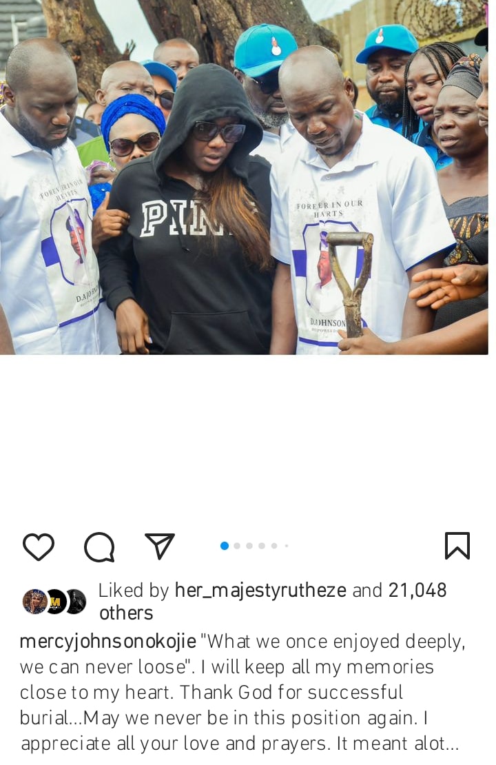 Mercy Johnson makes lifetime promise to father as she bids him farewell, days after his burial