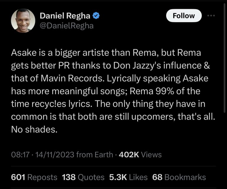 “If not for DonJazzy, Asake is a bigger artist than Rema” Daniel Regha