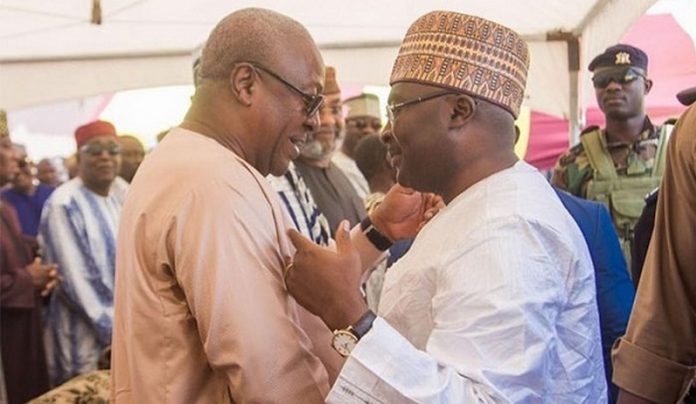 Vice-President Dr Bawumia and John Mahama at the adua of the Chief Imam’s sister