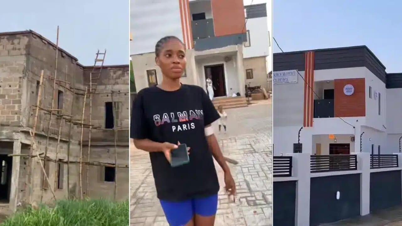 Beautiful & hardworking lady celebrates big time after completing her office building