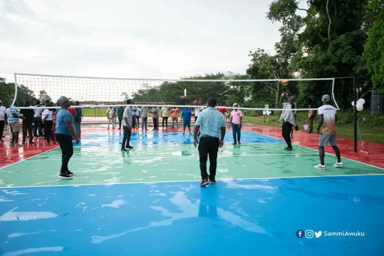 Sammi Awuku delivers Basketball and volleyball courts to Okuapeman SHS –