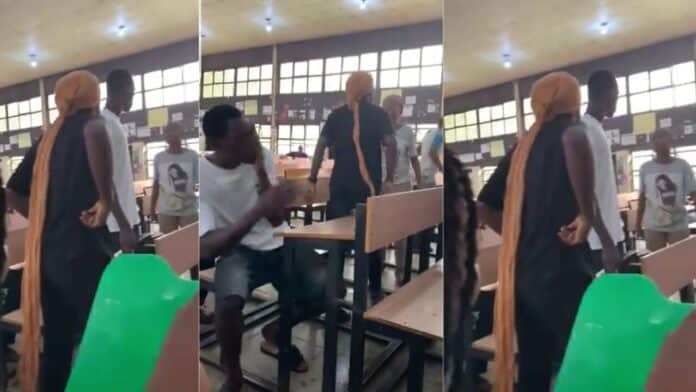Here’s the trending video of two level 300 ladies fighting over a guy on campus –