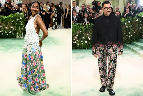 Getty Images Ayo Edebiri and Dan Levy at the 2024 Met Gala: "Sleeping Beauties: Reawakening Fashion" held at The Metropolitan Museum of Art on May 6, 2024 in New York City