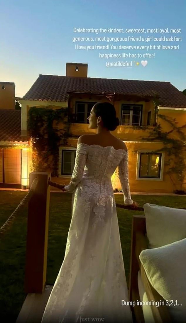 In photos from the big day, Matilde looked nothing short of stunning in a lace white bridal gown with a dramatic train