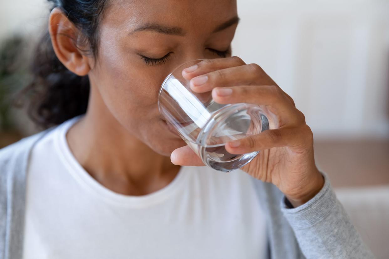 woman drinking water