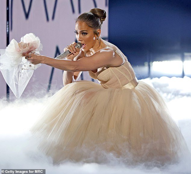 Jennifer performing at the 2021 American Music Awards at the Microsoft Theater in Los Angeles