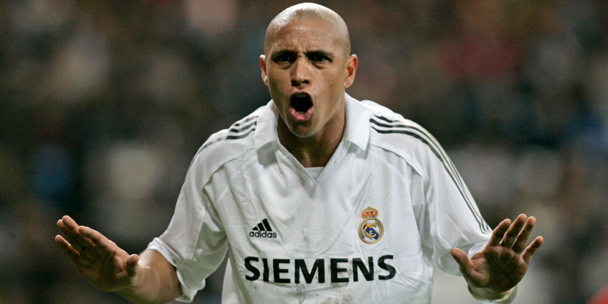 Real Madrid's Brazilian defender Roberto Carlos