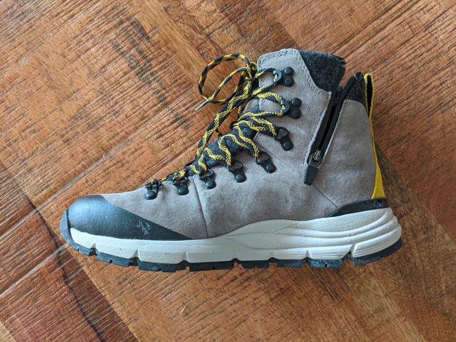 The side zip of the Danner Arctic 600 hiking boot allows for easy on and off, but it also represents a point of failure on the boot