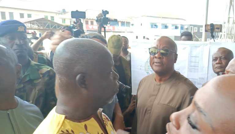 President Mahama inspects ongoing Takoradi Cycle Market construction project