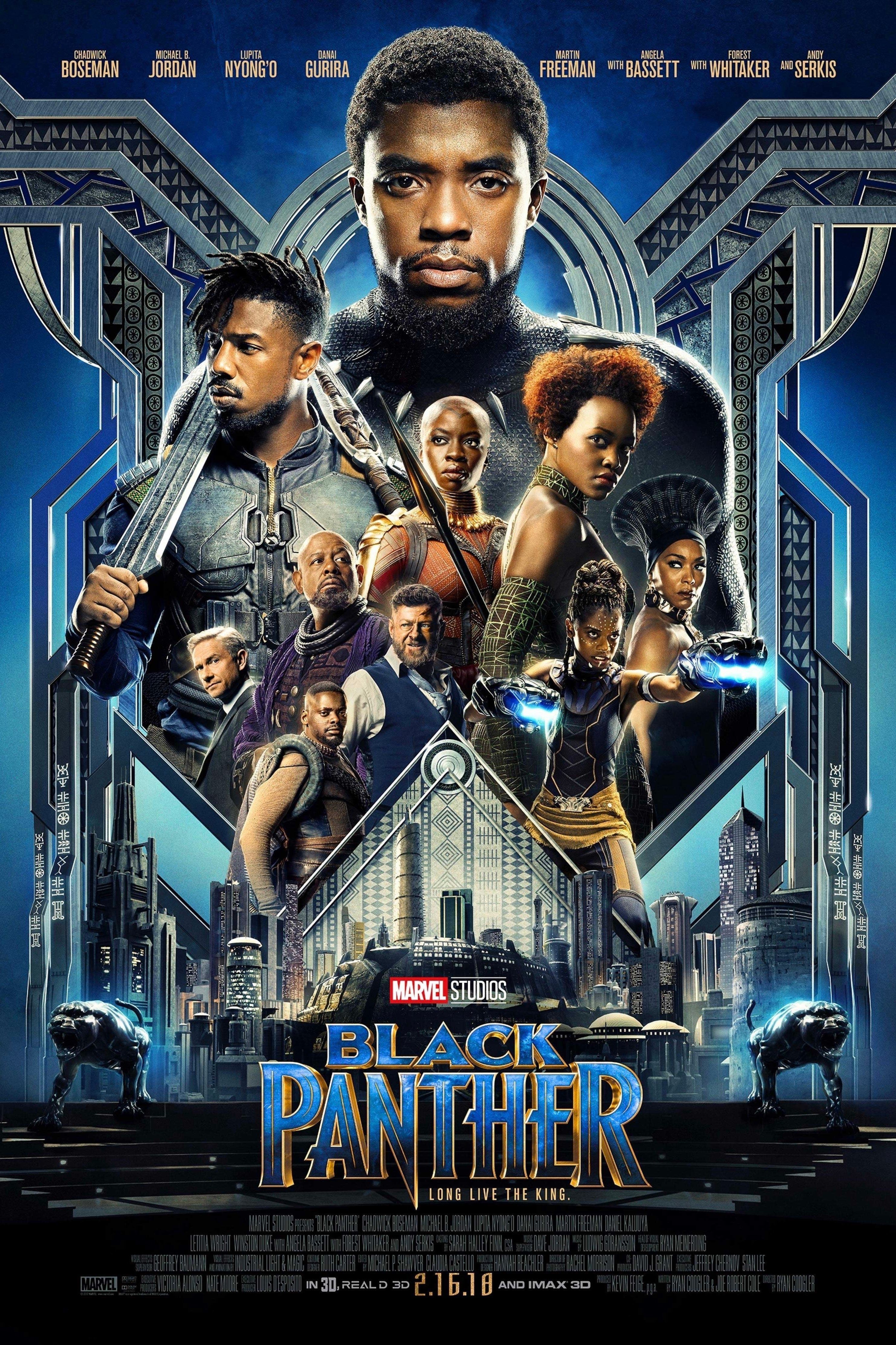 Black Panther Theatrical Poster depicting the primary cast