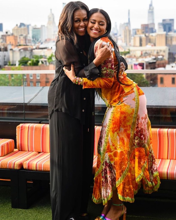 Michelle Obama and Sasha Obama at a rooftop bar 