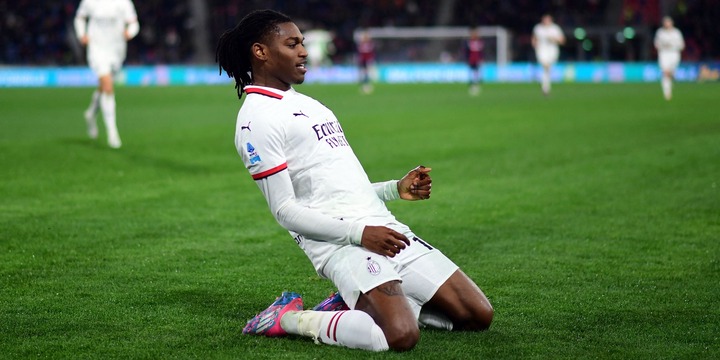 AC Milan's Rafael Leao celebrates scoring their first goal