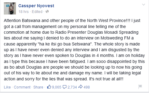 Cassper Nyovest to sue 2