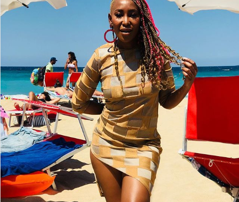 Pics! Isibaya's Mampho Brescia Chases Summer In Hot Bikinis